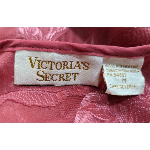 Vintage 90s Victoria's Secret Nightgown Pink Floral Sheer Short Gold Label… - Picture 5 of 6